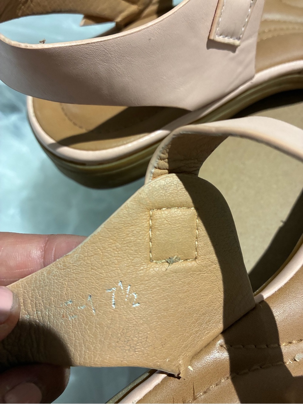 Women's Blush Pink Leather Platform Sandals with Back Strap